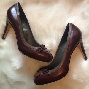 COLE HAAN Dark Purple/Gray Victorian Lace Heels